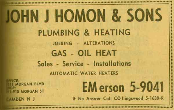 John J. Homon & Sons, 913–915 Morgan Street, 1955 Yellow Pages ad