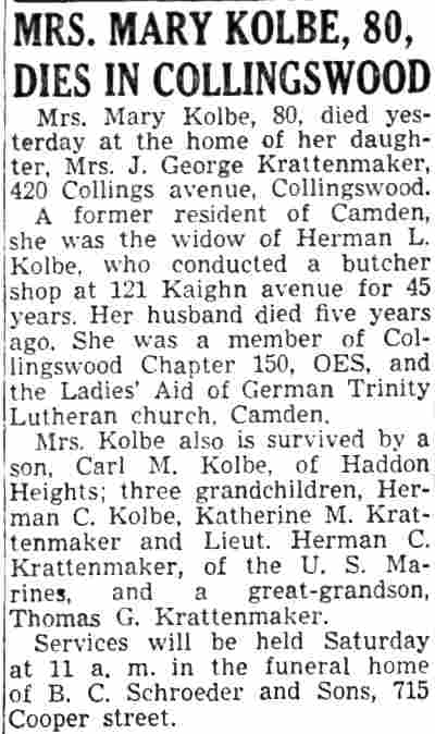 121 Kaighn Avenue, SE corner 2nd Street, October 28, 1943