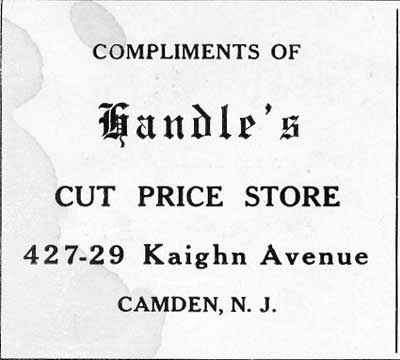 427 Kaighn Avenue, Handle's Cut Price Store, 1919