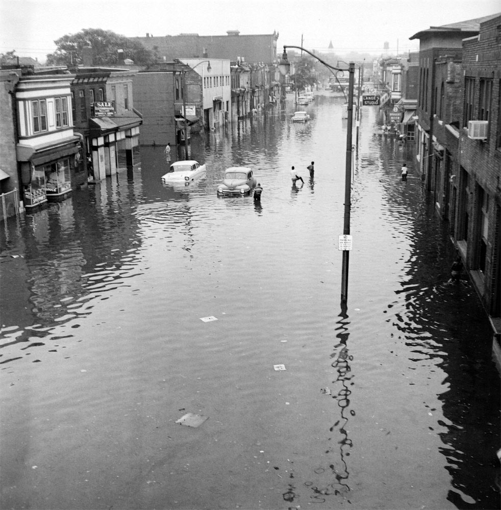 East of 938 Kaighn Avenue flood, August 11, 1958, Bob Bartosz (view 2)