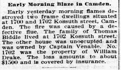 Philadelphia Inquirer, December 12, 1894 — Early Morning Blaze in Camden
