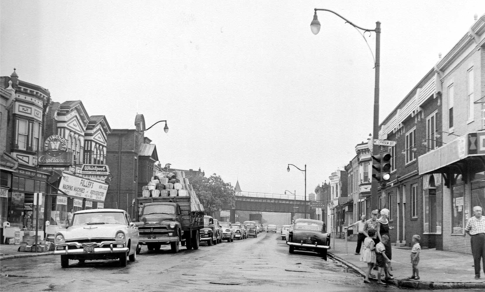 Kaighn Avenue east of Mt. Ephraim Avenue flood, August 11, 1958, Bob Bartosz (view 1)