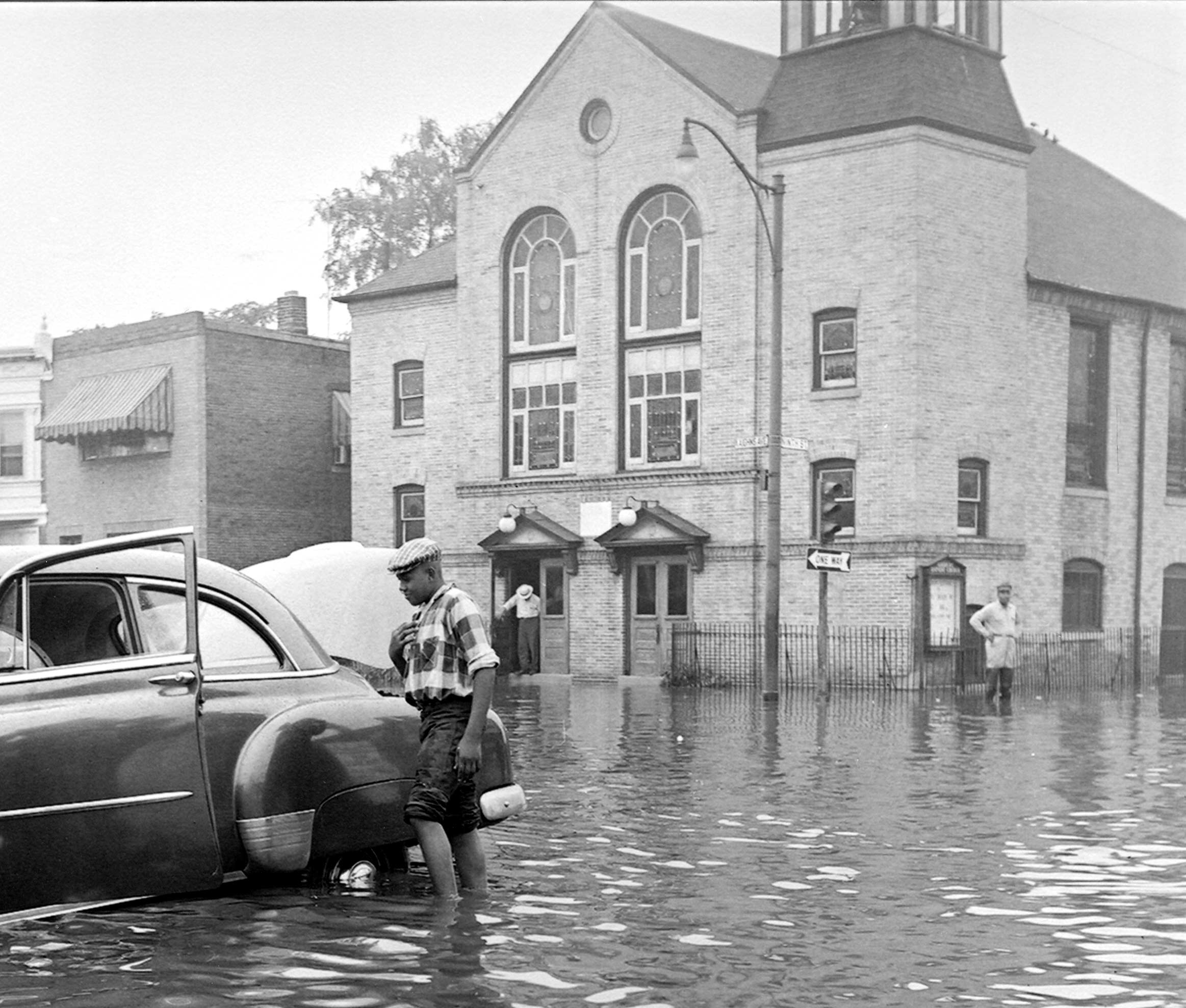 Kaighn Avenue flood near Baptist Church, August 11, 1958, Bob Bartosz