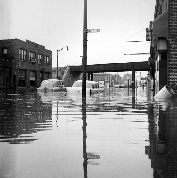 Kaighn Avenue west of 10th Street flood, August 11, 1958, Bob Bartosz (view 1)