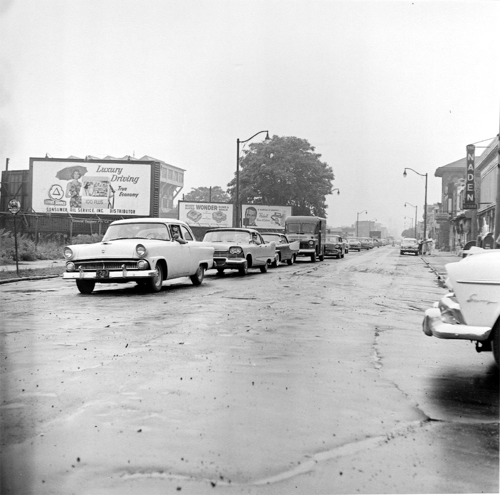 Kaighn Avenue west of 8th Street flood, August 11, 1958, Bob Bartosz (view 1)
