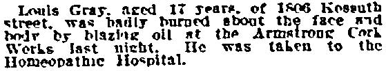 Philadelphia Inquirer, December 23, 1914 — Louis Gray Burned at Armstrong Cork Works