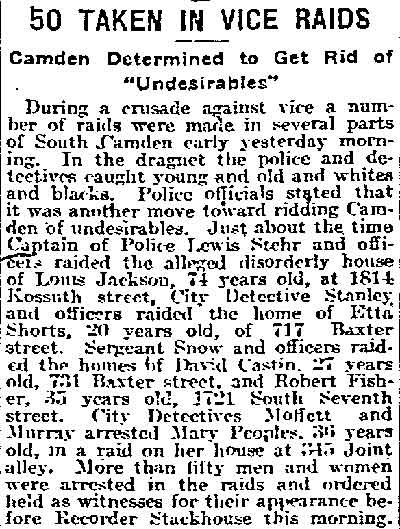 Philadelphia Inquirer, May 27, 1918 — 50 Taken in Vice Raids