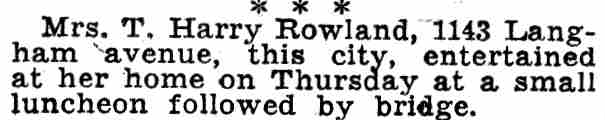 Mrs. T. Harry Rowland entertains, Camden Courier-Post, June 18, 1932