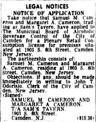 Sam's Tavern at 1903 South 6th Street, 1963