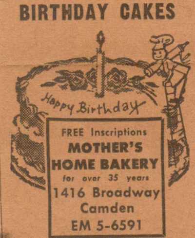 Mother's Home Bakery, 1416 Broadway, circa 1960s — John J. Bechta, proprietor, lived at 1482 South 9th Street