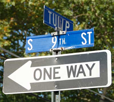 Tulip Street and South 9th Street intersection sign, July 2, 2011