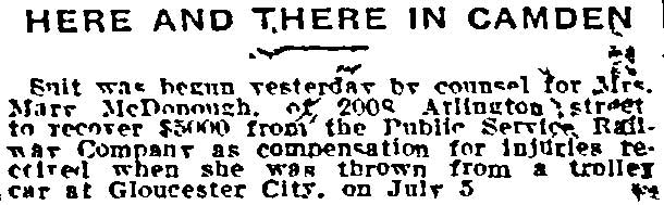 Here and There in Camden, Philadelphia Inquirer, July 16, 1916