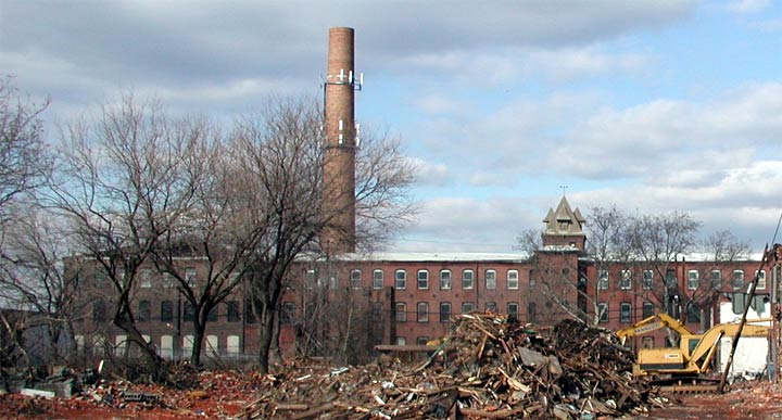 View of Howland Croft Mill from Arlington Street, north to south — February 7, 2004