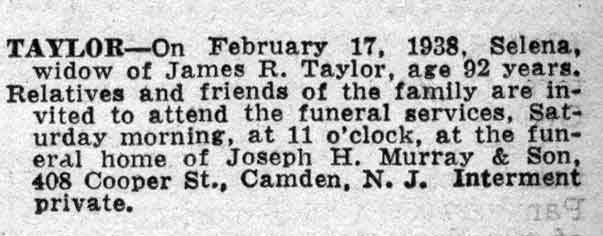 216 Arch Street - Selena Taylor - Camden Courier-Post February 18 1938