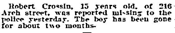 216 Arch Street - Robert Crossin - Philadelphia Inquirer September 12 1906