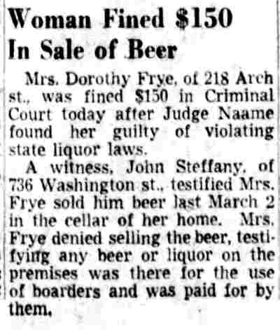 Woman Fined $150 In Sale of Beer — Camden Courier-Post, December 8, 1952