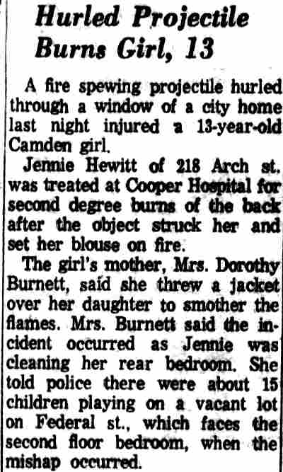 218 Arch Street - Mrs. Dorothea Burnett - Camden Courier-Post September 26 1964