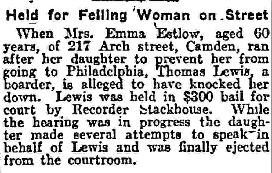217 Arch Street - Mrs. Emma Estlow - Philadelphia Inquirer January 8 1914