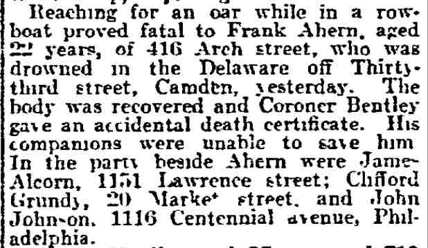 Frank Ahern - Philadelphia Inquirer September 8 1914