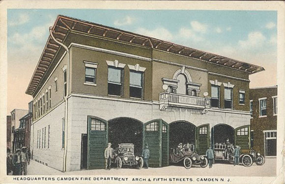 Camden Fire Department headquarters postcard c.1918