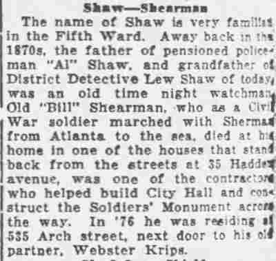 535 Arch Street - William H. Shearman - Peppery Pot column - Camden Daily Courier August 4 1925