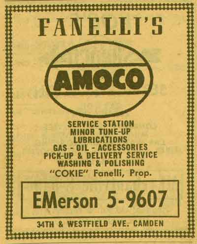 Westfield Avenue and North 34th Street — Fanelli's Amoco, 1955 NJ Bell Yellow Pages ad