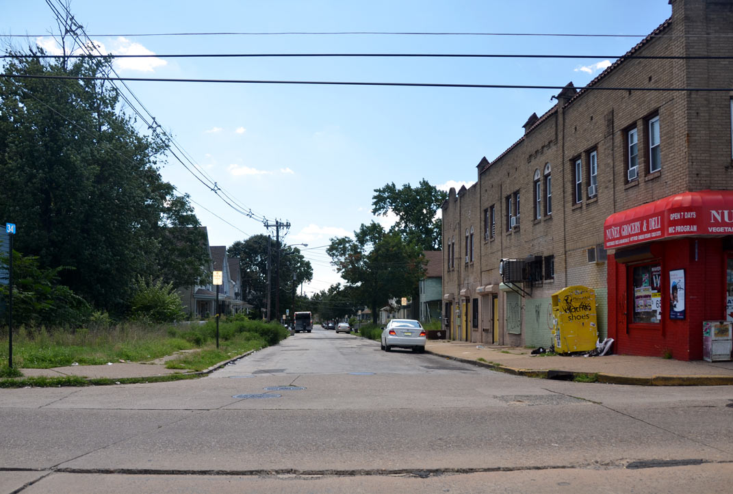 Looking south on South 34th Street from Federal Street, August 22 2011