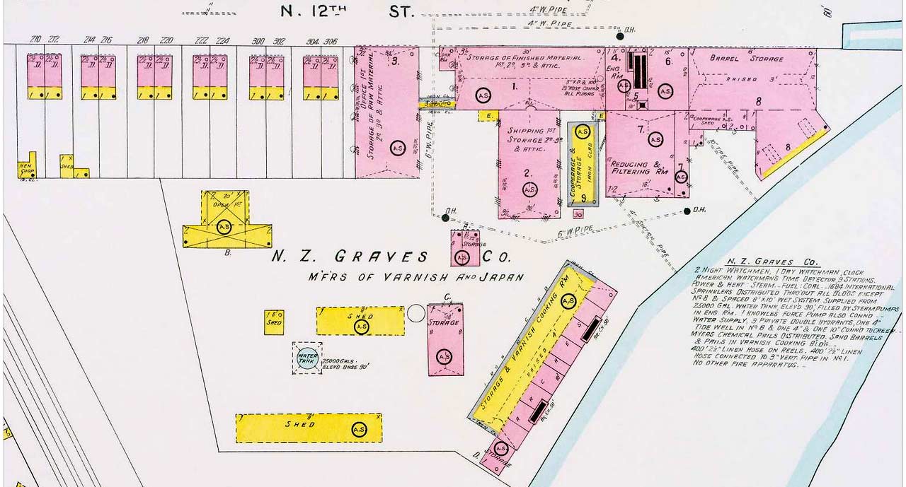 Sanborn fire insurance map, North 12th Street, 1906