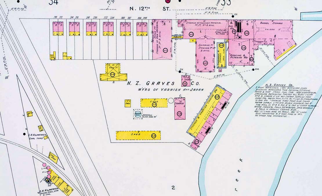 Sanborn fire insurance map, North 12th Street, 1906