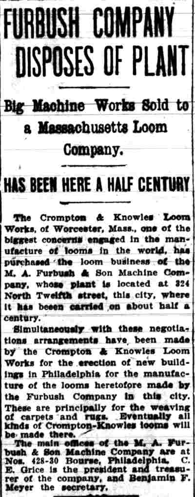 Camden Post-Telegram clipping, March 29, 1902 — Furbush Company Disposes of Plant