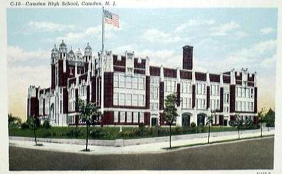 Camden High School, circa 1920 postcard, northwest corner of Baird Avenue and Park Avenue