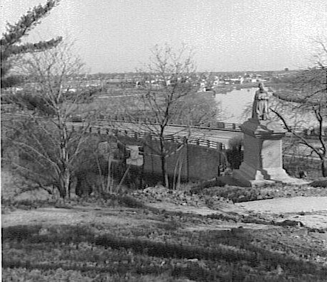Looking northeast at Baird Avenue Bridge from Farnham Park, March 1960, photo by Louis Morris