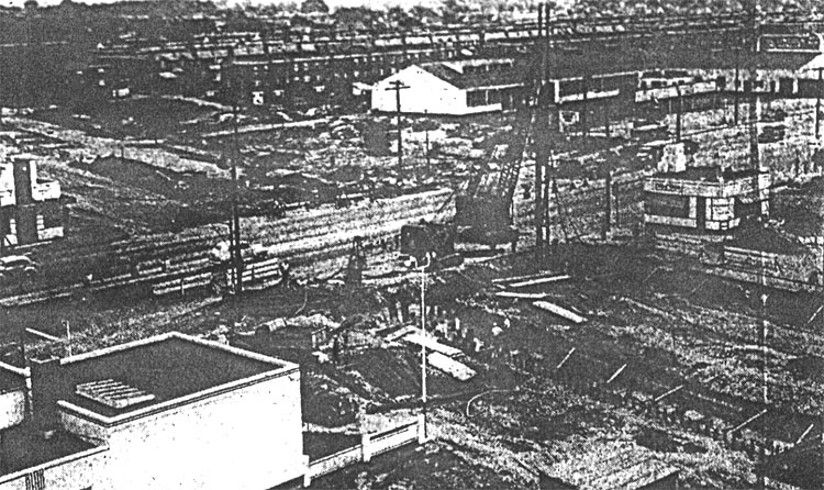 Construction of bridge and cloverleaf at Admiral Wilson Avenue and Baird Avenue, August 1948