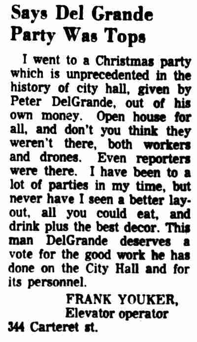 Letter praising Del Grande Christmas party, 1964