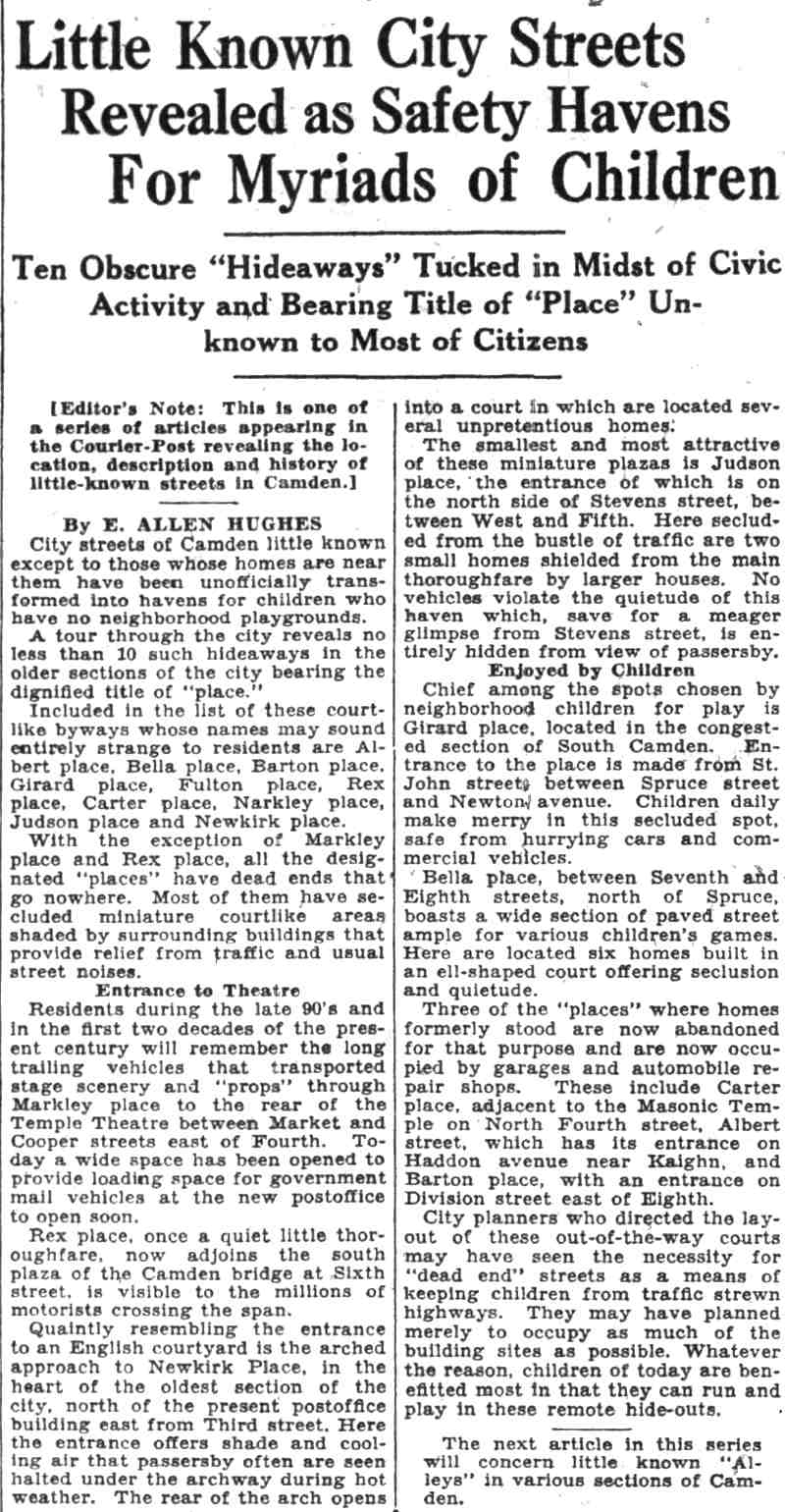 Full article text scan, Camden Courier-Post, September 15, 1932