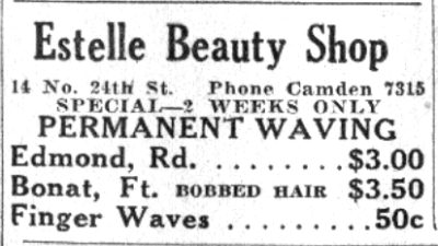 Estelle Beauty Shop advertisement, 1932