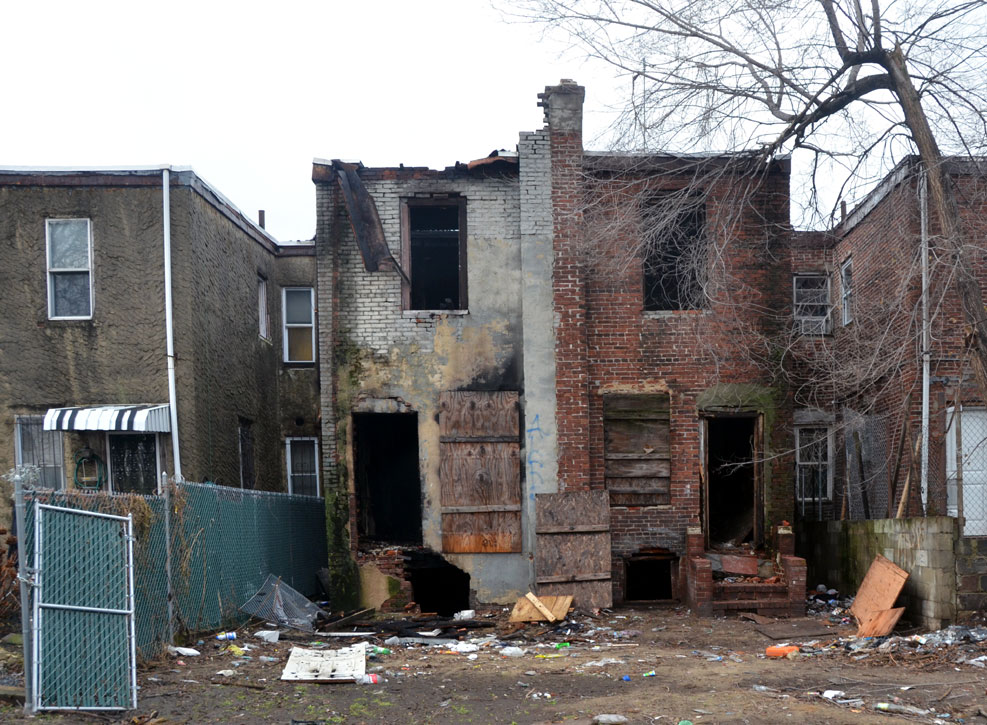 Rear of 58, 60, 62 South 24th Street, fire, December 2011