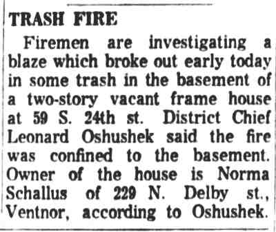 Trash Fire, 59 South 24th Street, 1962 — Leonard Oshushek