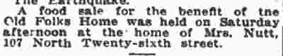 107 North 26th Street — Old Folks Home food sale, Camden Post-Telegram, September 17, 1923