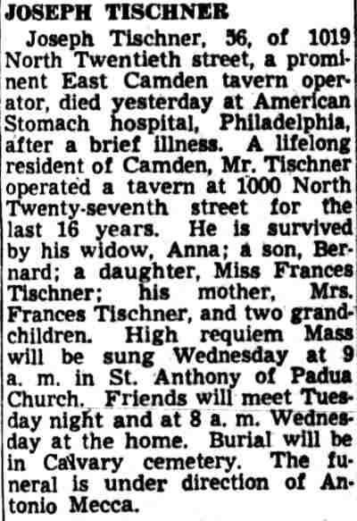 1019 North 27th Street — Joseph Tischner, May 14, 1949