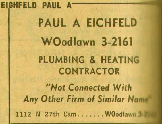 1112 North 27th Street, New Jersey Bell, 1955