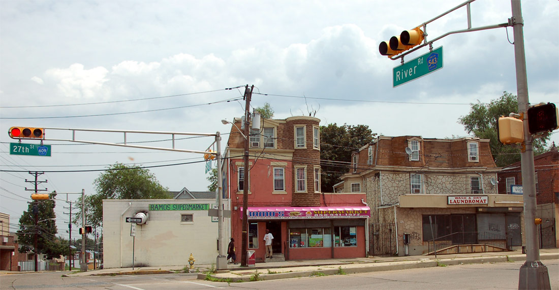 North 27th Street at River Road, looking northeast, June 2011