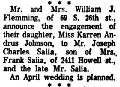 Karren Andrus Johnson–Joseph Charles Saiia Engagement
