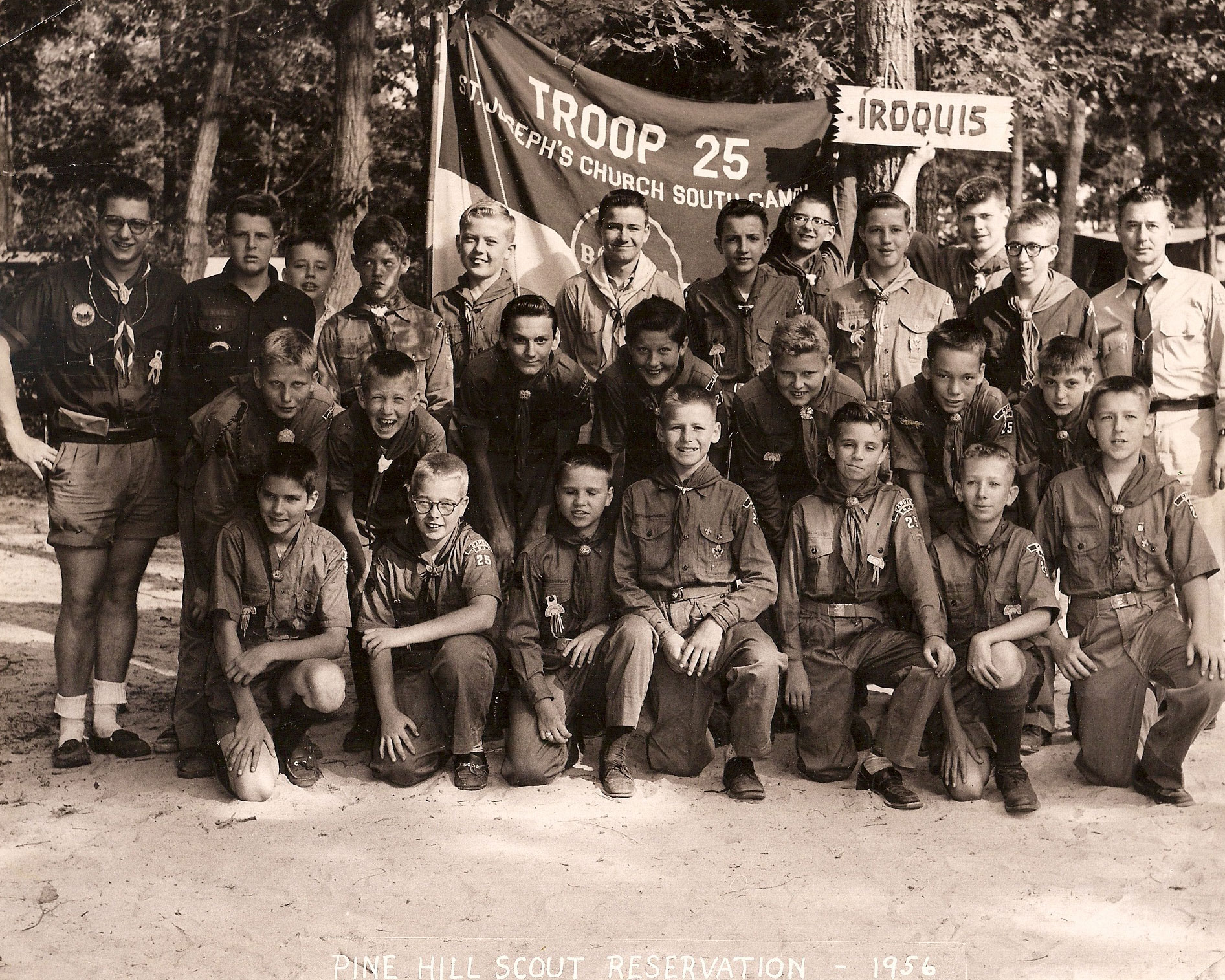 St. Joseph's Church Boy Scout Troop 25, summer 1956, Iroquois campsite, Pine Hill NJ.