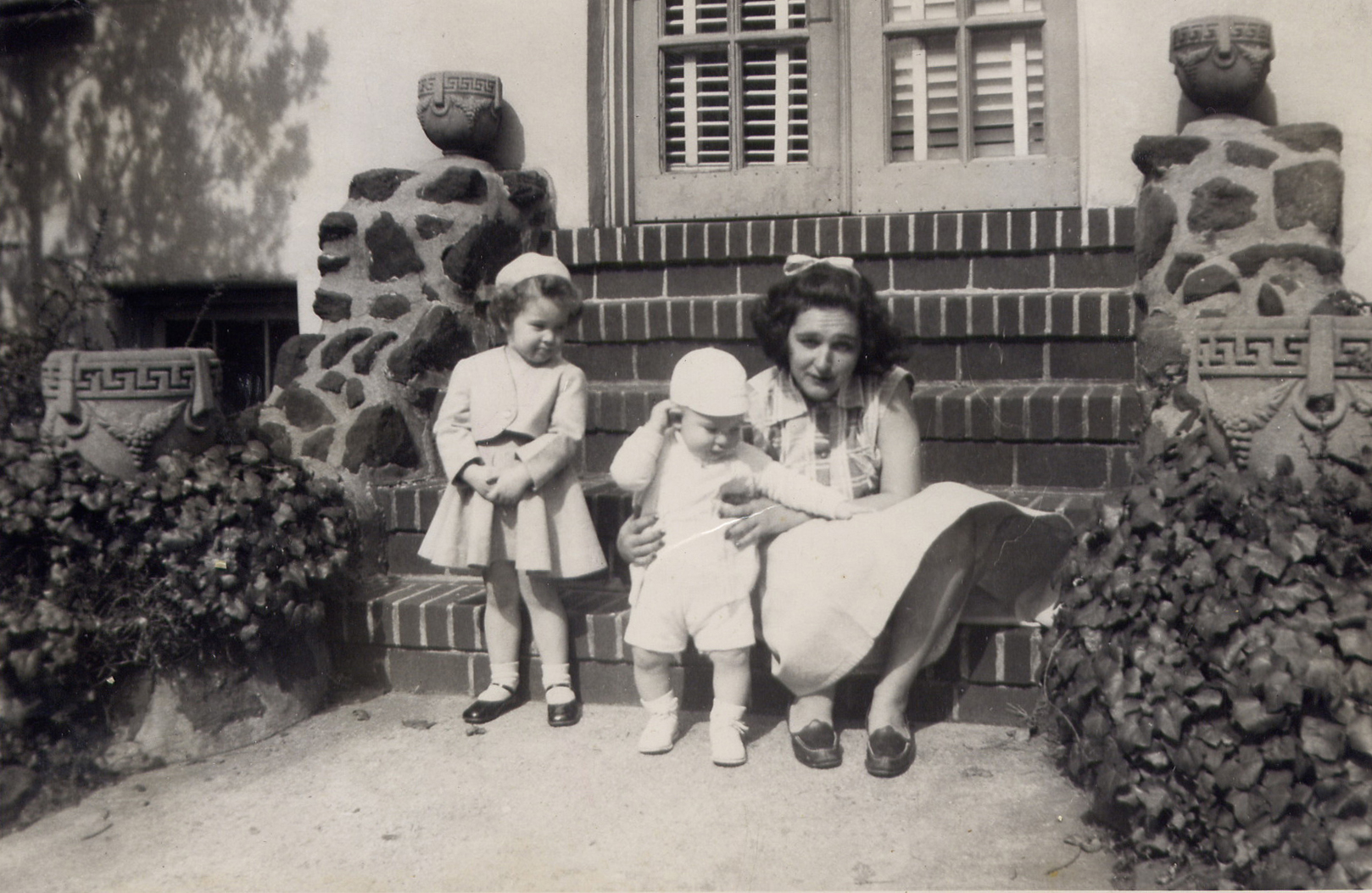 Carol, Brian and Jane Kelly, Roles Court, 1952