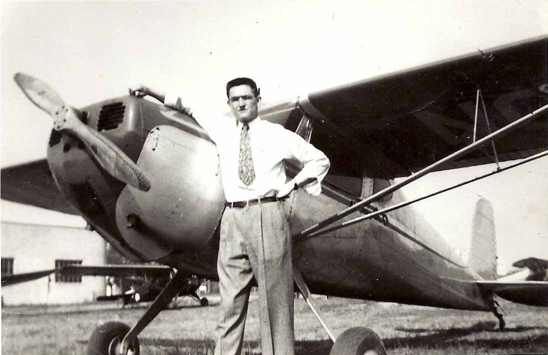 Louis G. Engel Jr. and the airplane he built, Summer 1955