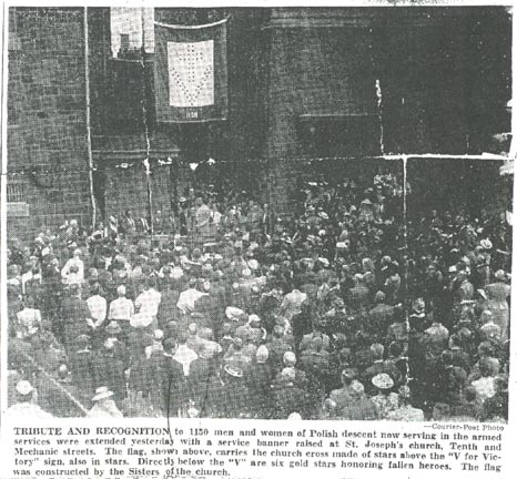 Service flag unfurled by St. Joseph's Church, Tenth and Mechanic Streets, Camden, August 31, 1943