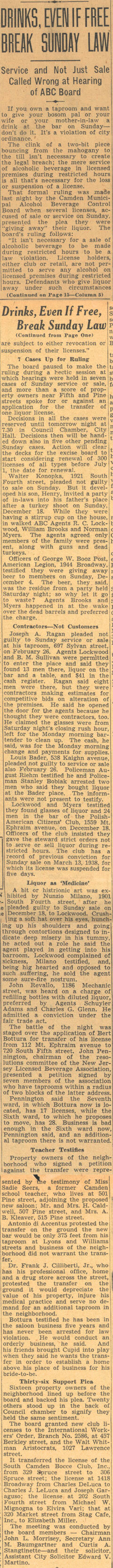 PACC bar opening - Camden Courier-Post, June 14, 1939