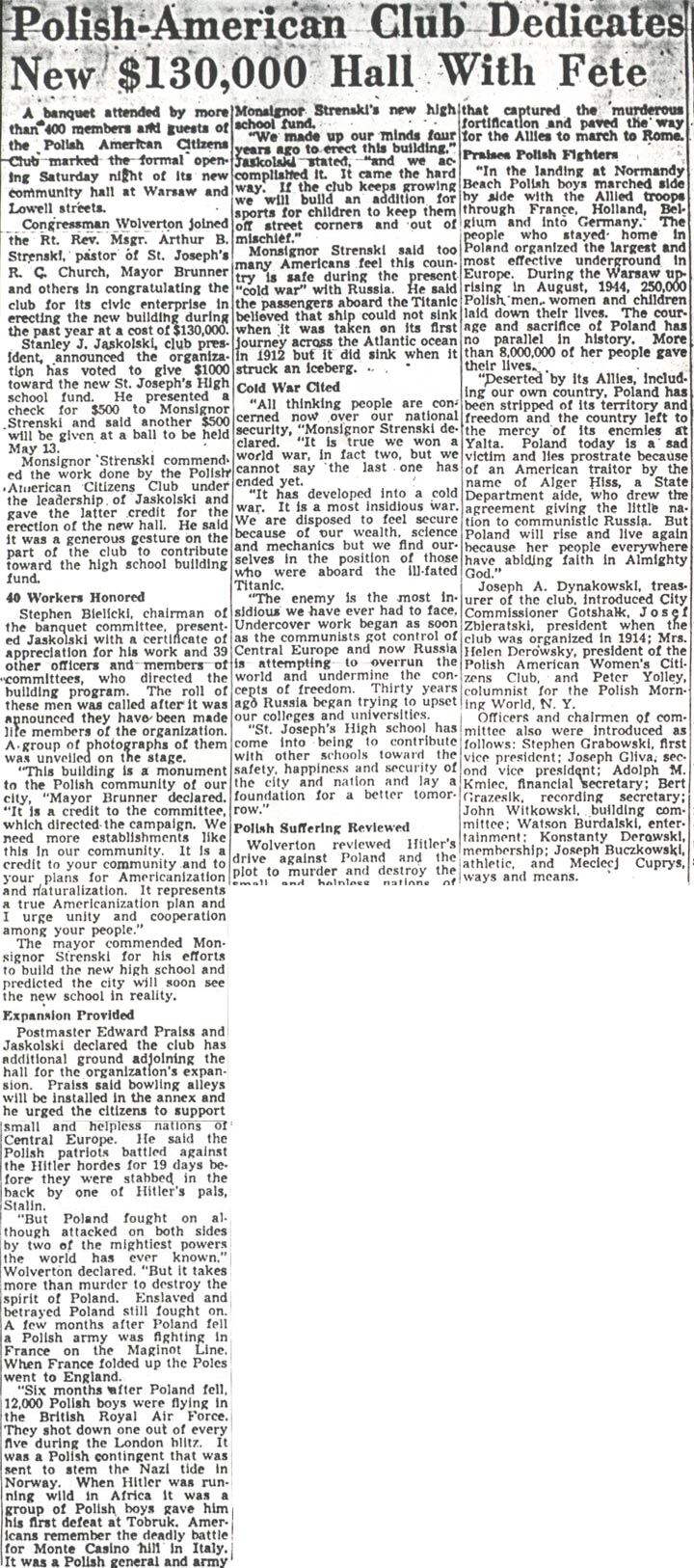 PACC hall dedication - Camden Courier-Post, March 20, 1950
