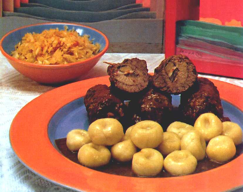 Kluski Silesian noodles with rolada